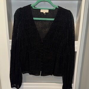 Caballero Black Blouse with Velvet Dot